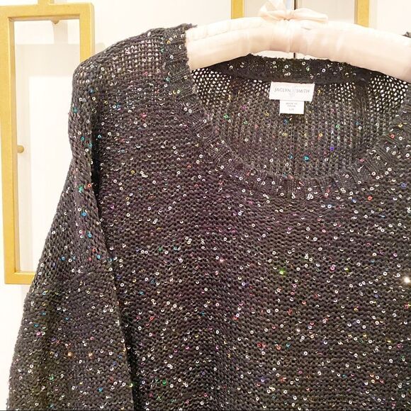 Jaclyn Smith Black Sweater Colored Sequins Large - Picture 4 of 8